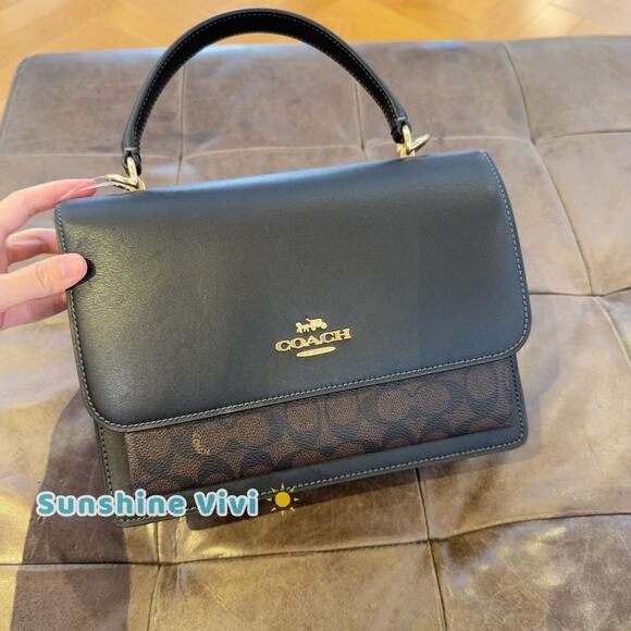 NWT Coach Klare Top Handle Bag In Signature Canvas CY687 Gold/Walnut/Black - Picture 1 of 6